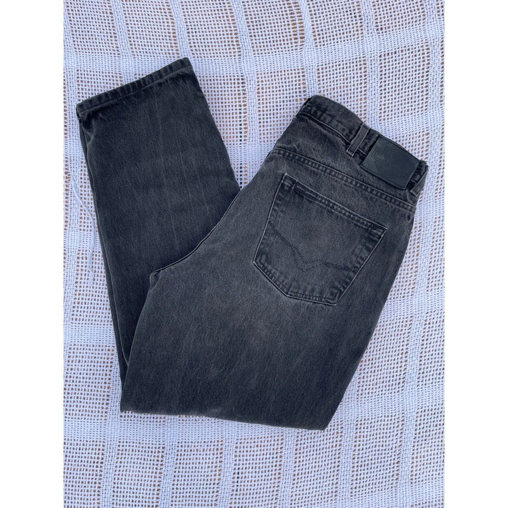 Harley Davidson Mens Black Denim Jeans Genuine MotorClothes Straight Leg